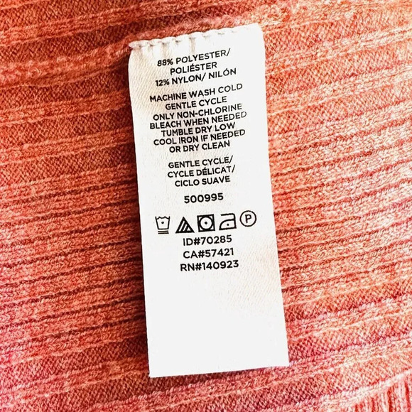 LOFT Women Short Long Pullover Turtleneck Ribbed Coral Sweater Size Medium - Picture 13 of 13